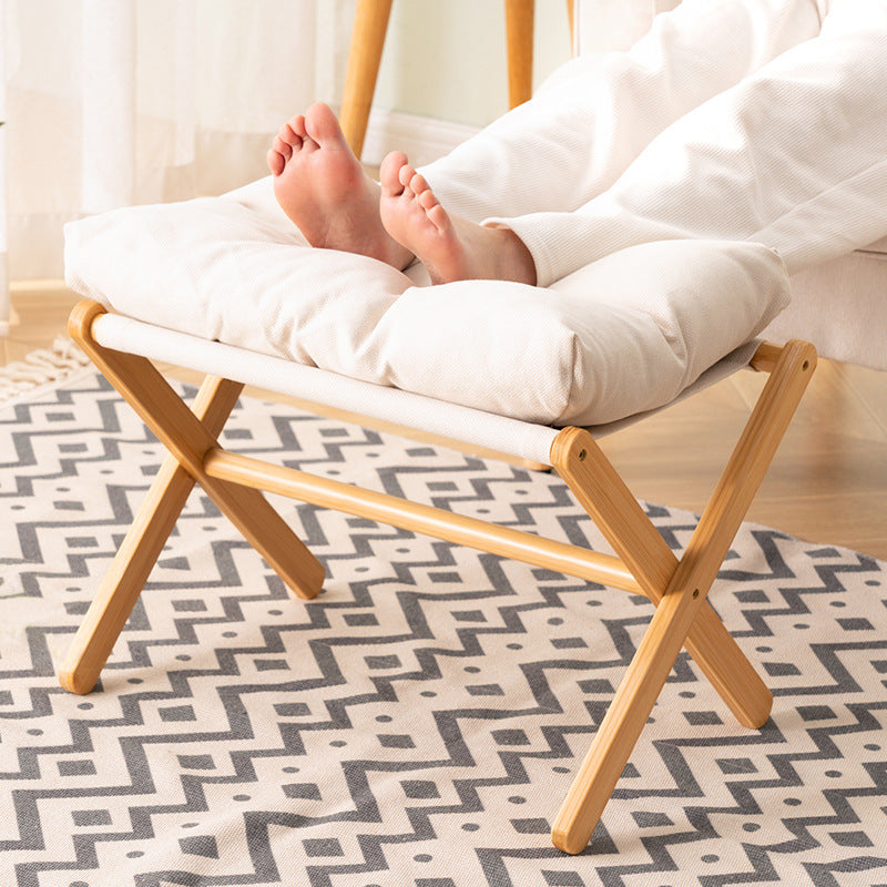 Folding Stool With Comfortable Padding And Sturdy Wooden Frame Bowlift