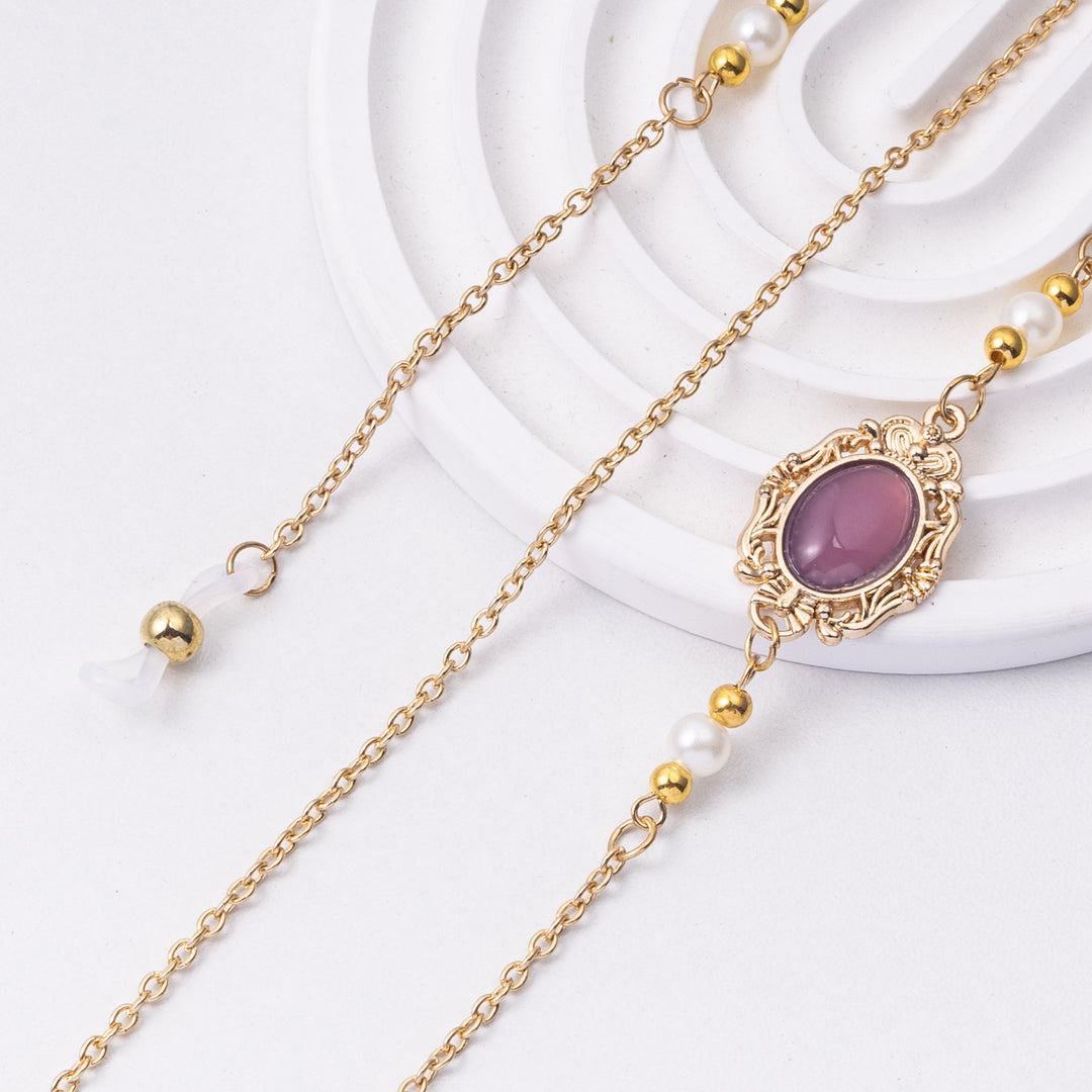 Elegant Eyewear Chain with Decorative Gemstones Bowlift