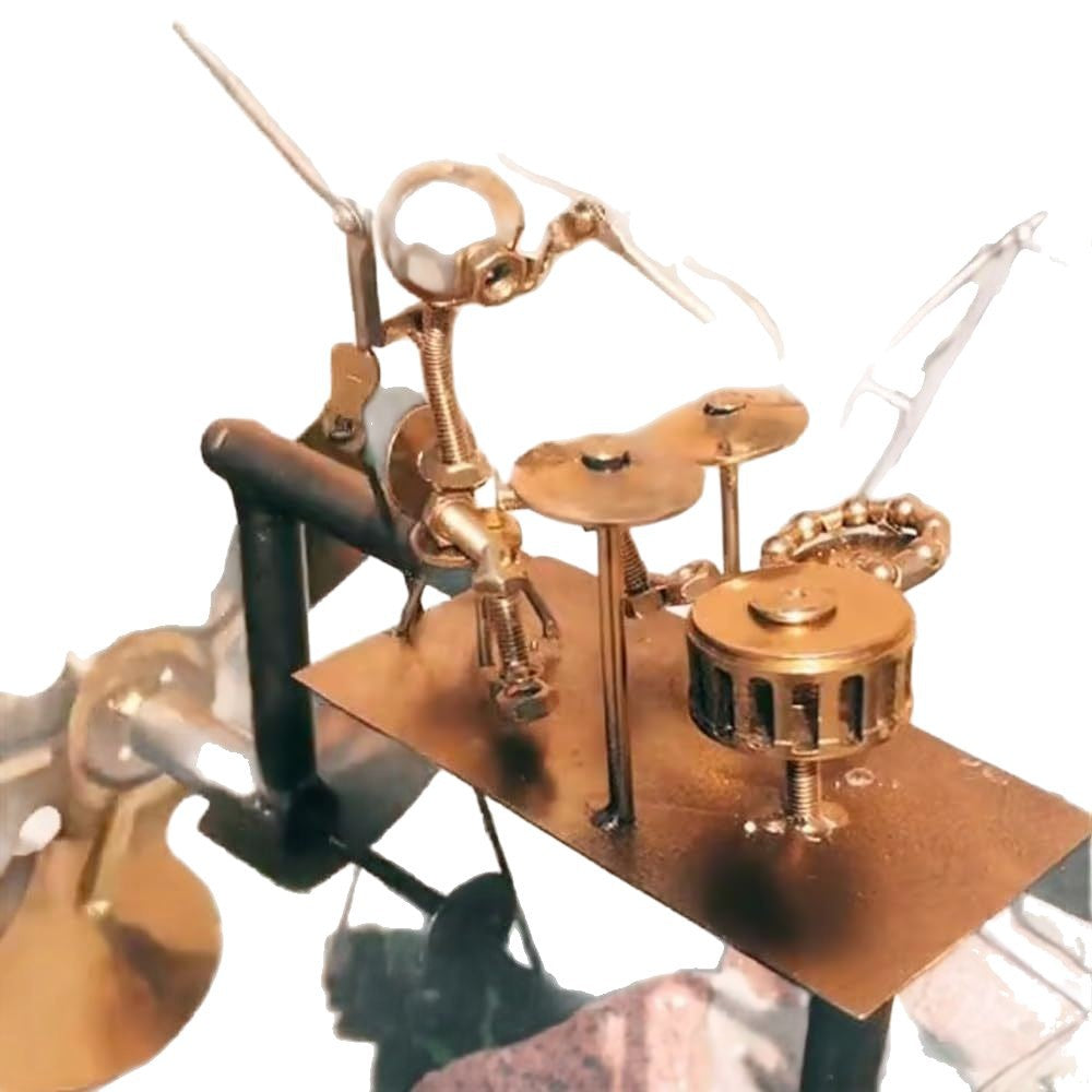Metal Kinetic Wind Spinner Garden Sculpture With Multi-Blade Vane Adjustable Stake