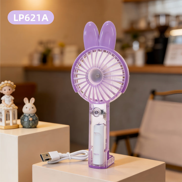 Ladies portable hand fan with cute rabbit design Bowlift