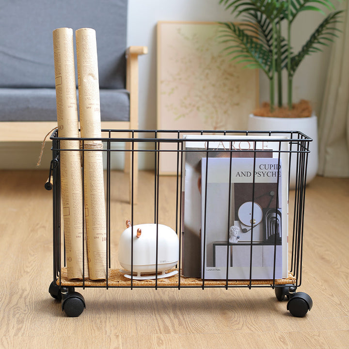 Rolling Wicker Storage Cart Bowlift