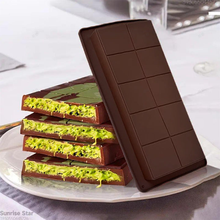 Flexible Silicone Rectangular Chocolate Bar Mold Ten-Segment Nonstick Removable Tray