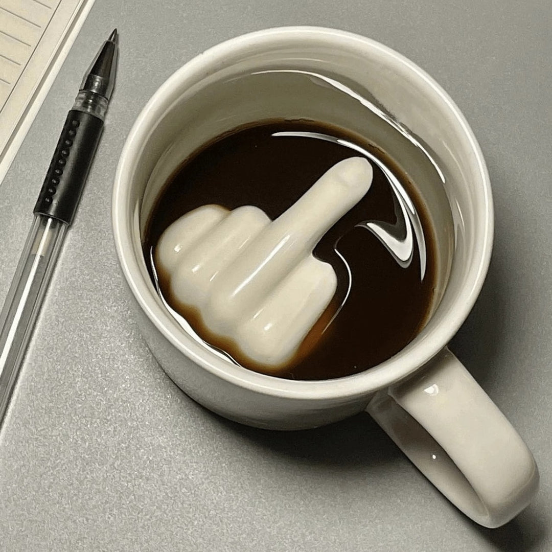 Novelty Ceramic Coffee Creamer Pourer With Sculpted Middle Finger Design