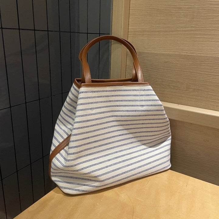 Striped Canvas Tote Bag Bowlift