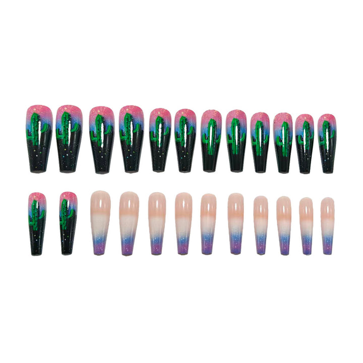 Artificial nails with 3D cactus design Bowlift