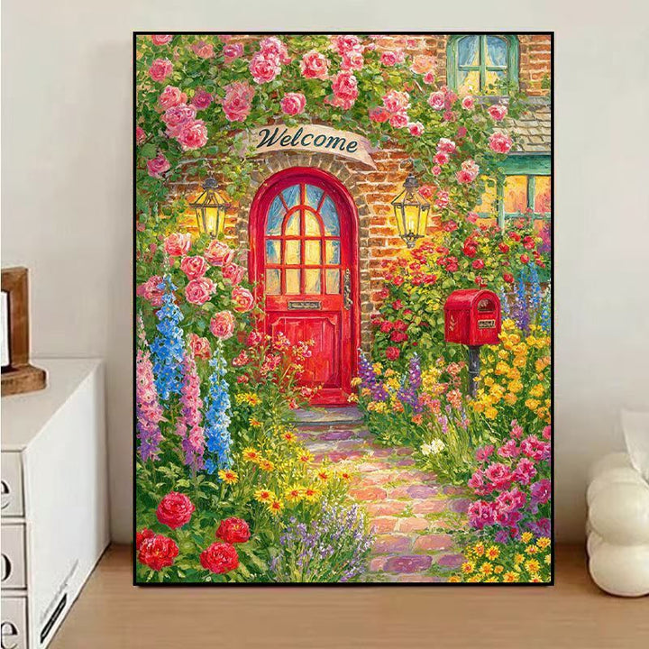 Charming Floral Welcome Canvas Art Bowlift