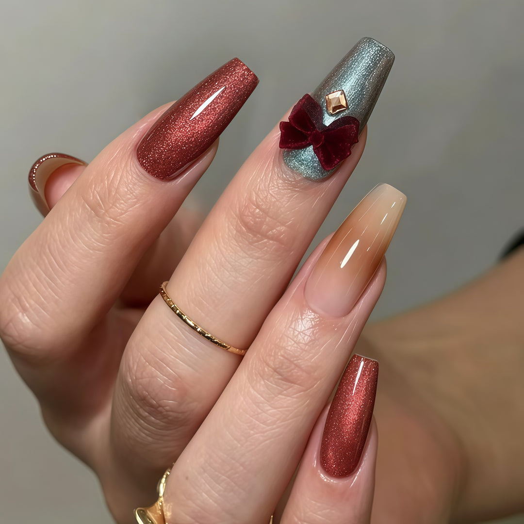 Artificial nails in elegant glamour design Bowlift