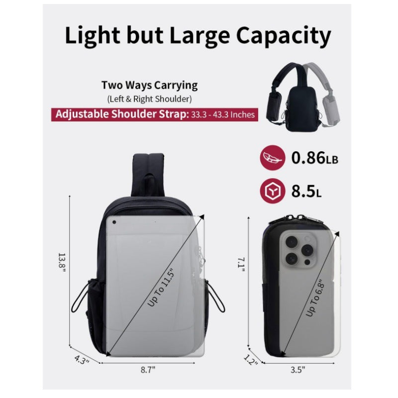 Ergonomic Sling Backpack with Organizer Bowlift