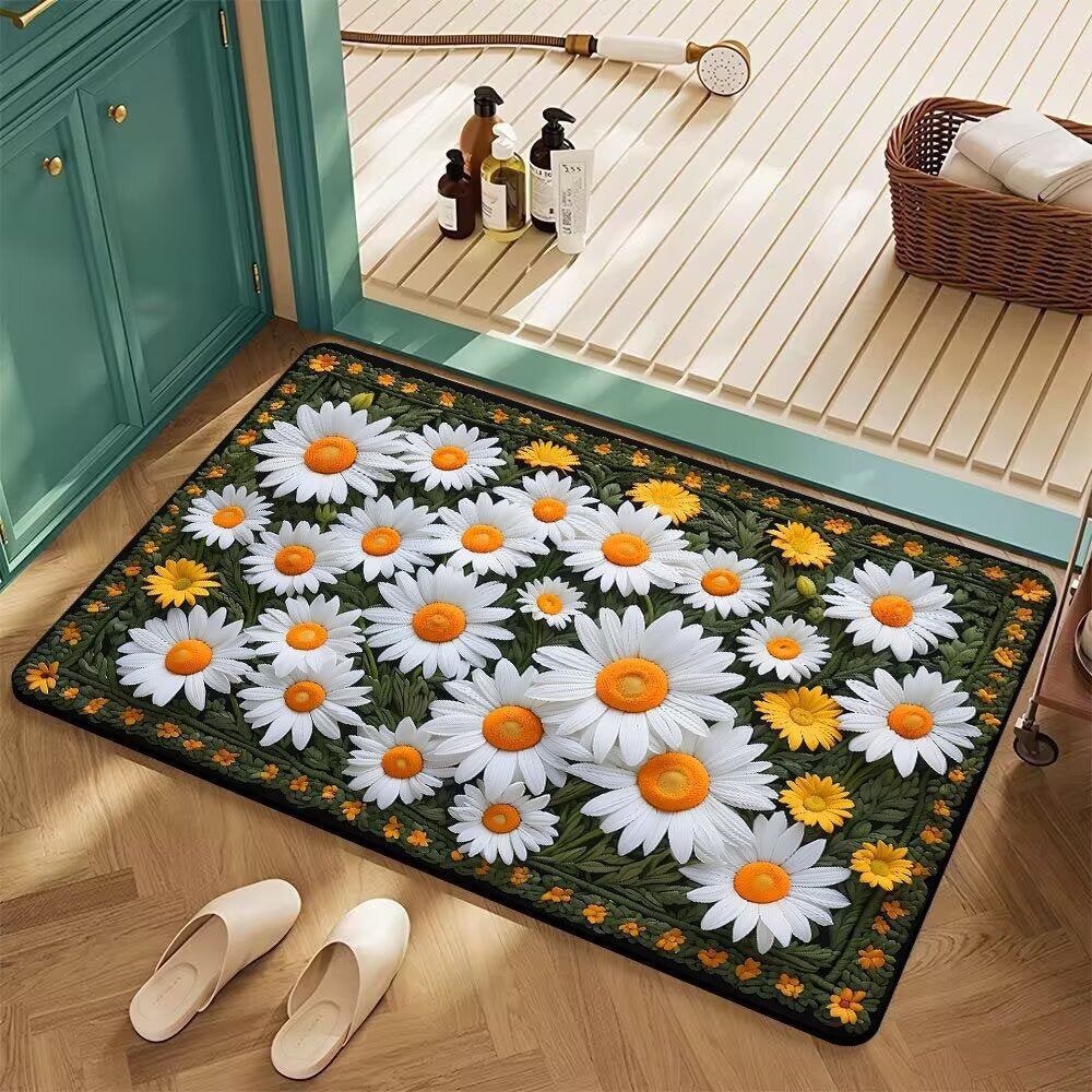 Floral Patterned Bath Mat Bowlift