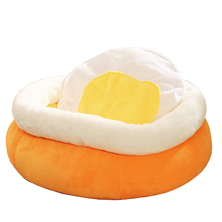 Egg-Shaped Plush Dog Bed
