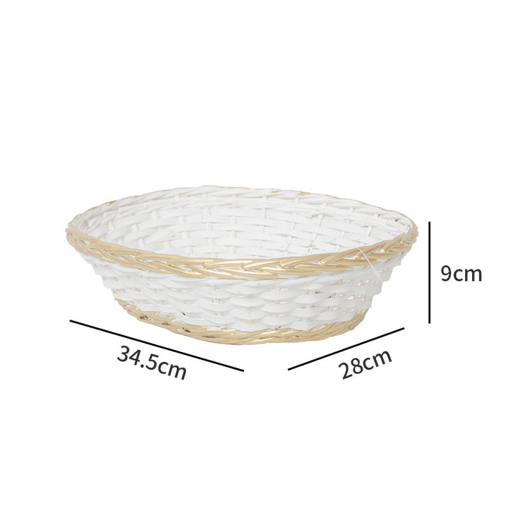 Decorative storage basket with braided frame