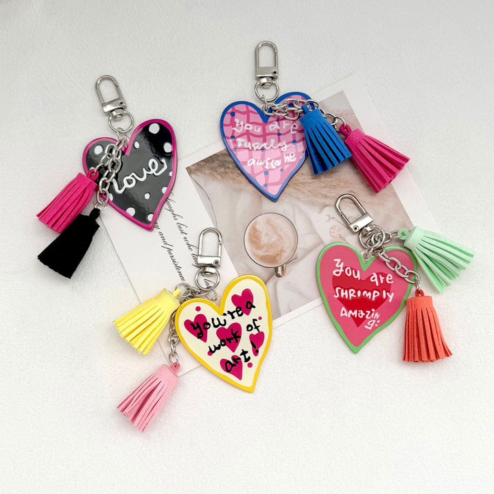 Quirky Heart Charm Keychain Bowlift