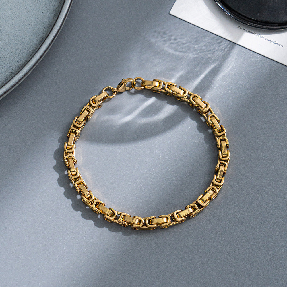 Chunky Rectangular Link Chain Bracelet Bowlift
