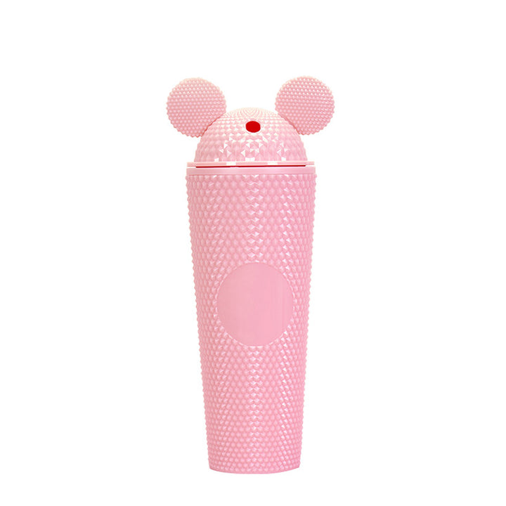 Studded Textured Reusable Tumbler With Decorative Ear-Top Screw Lid
