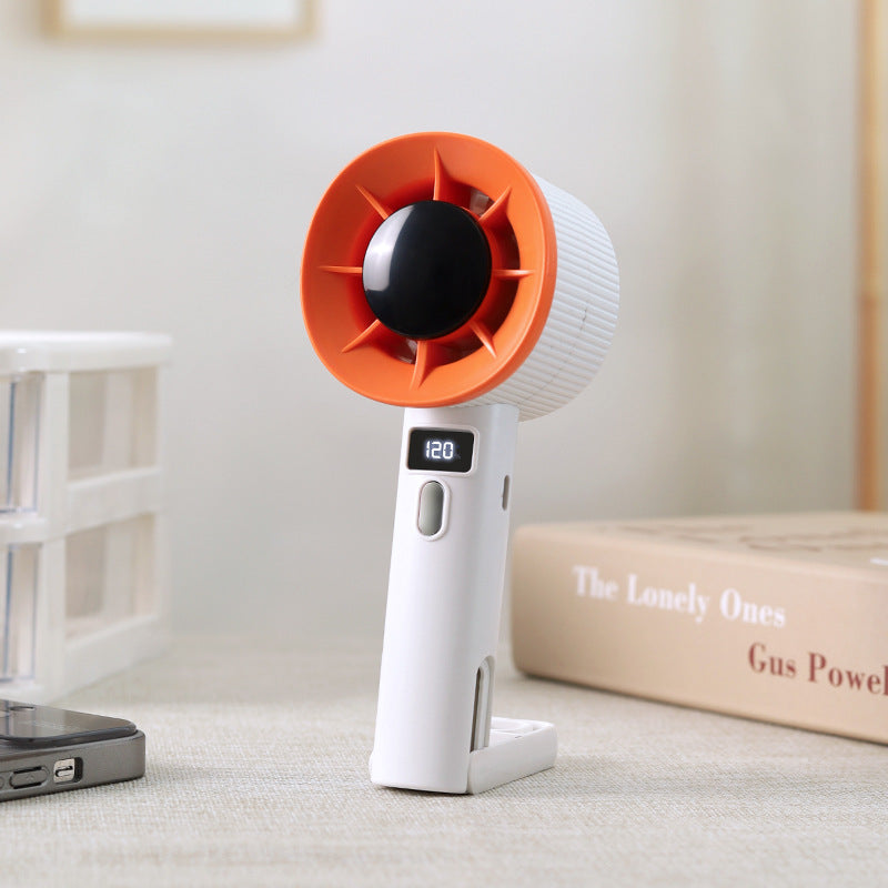 Women's Portable Handheld Fan with LCD Display and Variable Speed Control Bowlift