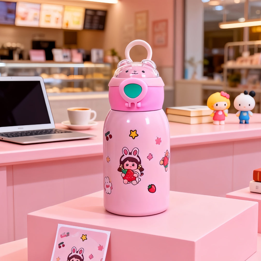 Women's insulated drinking bottle with planet-shaped stickers Bowlift