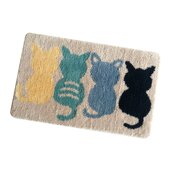 Plush Cat-Themed Bathroom Mat