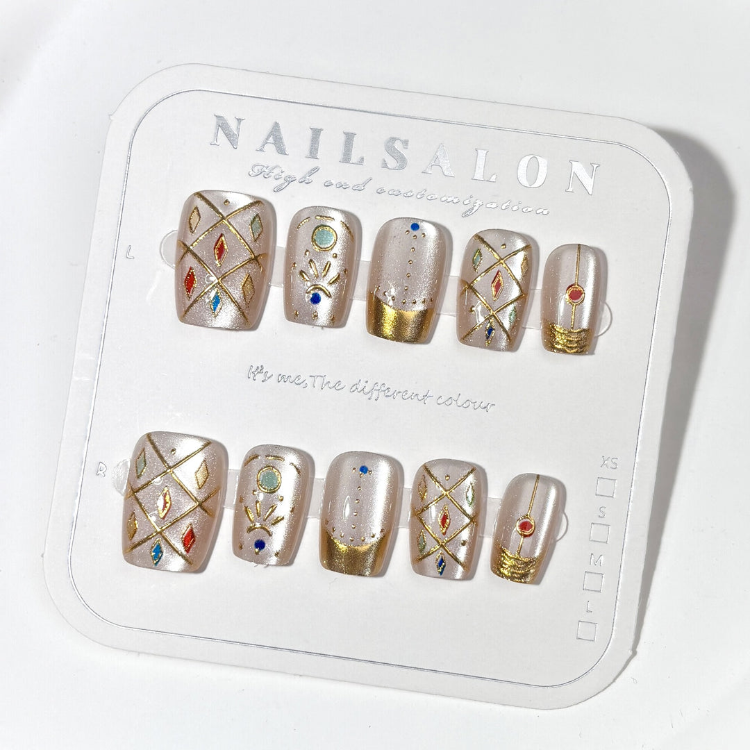 Luxurious Metallic Detailed Press-On Nail Set