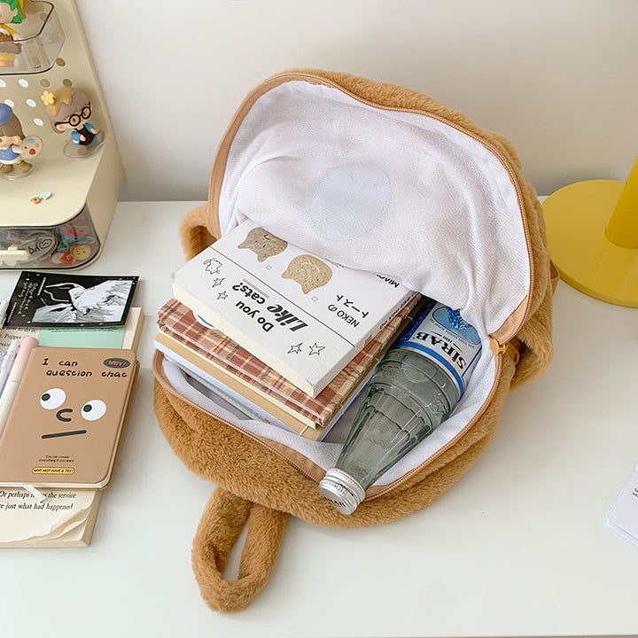 Plush backpack with animal motif and practical compartments Bowlift