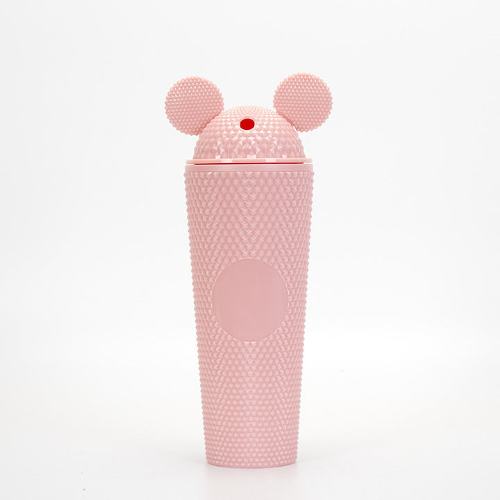 Studded Textured Reusable Tumbler With Decorative Ear-Top Screw Lid