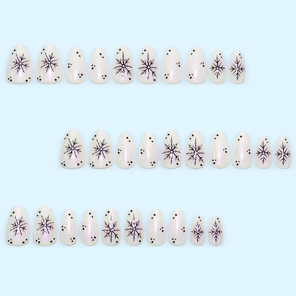 Artificial nail set with snowflake pattern Bowlift