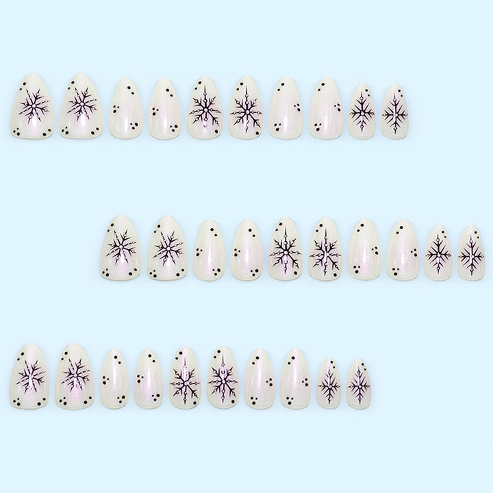 Artificial nail set with snowflake pattern Bowlift