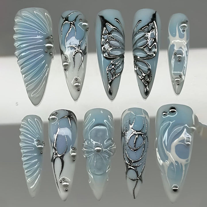 Artistic 3D Acrylic Nail Design Bowlift