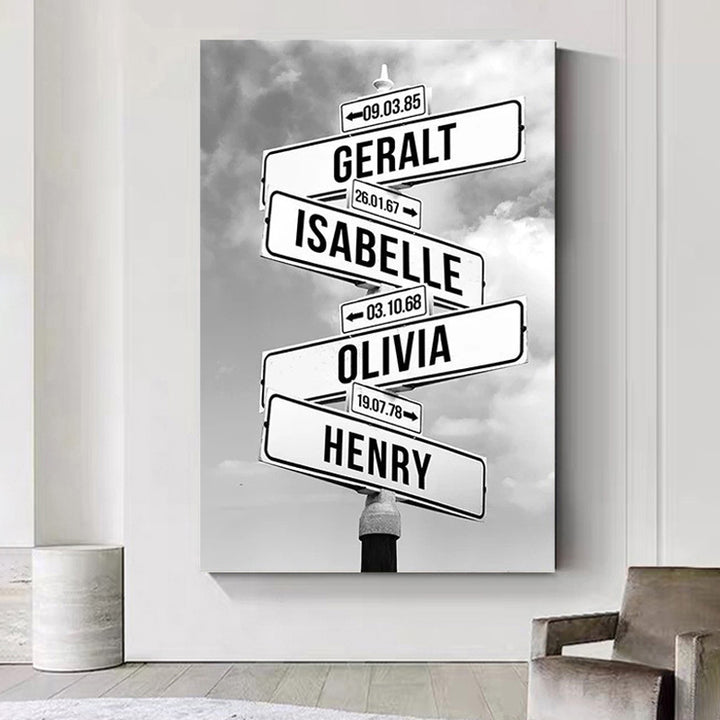 Personalized Vintage Street Sign Canvas Wall Art