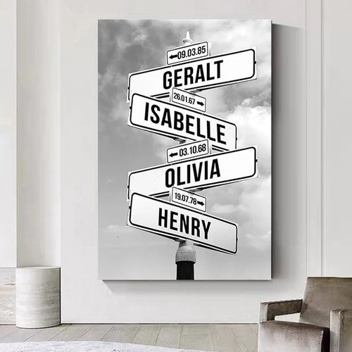 Personalized Vintage Street Sign Canvas Wall Art