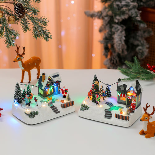 LED Illuminated Christmas Village Scene Decoration Bowlift