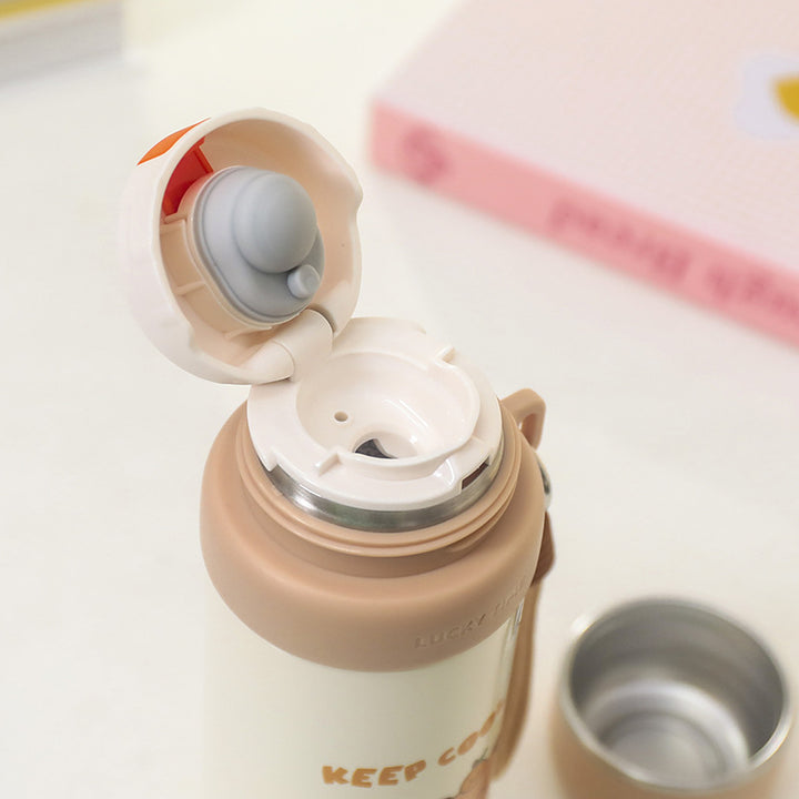 Women's Insulated Thermos Bottle with Fun Bear Design Bowlift