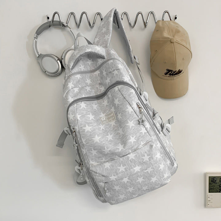 Trendy Star-Print School Backpack Bowlift