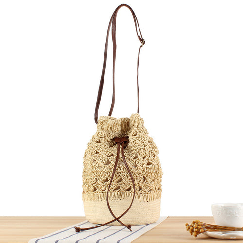 Designer Backpack Made of Natural Weave with Leather Accents Bowlift