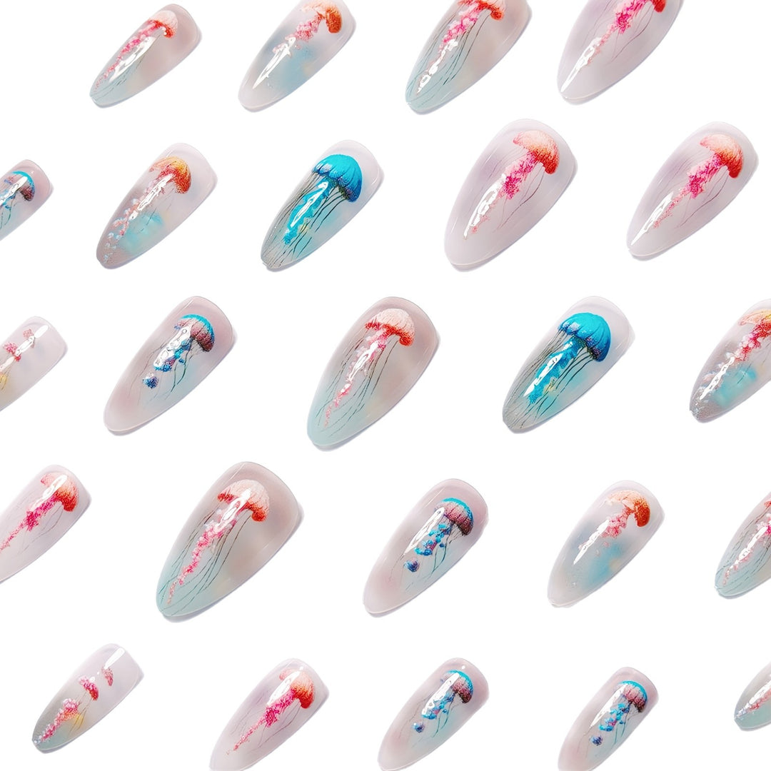 Artistic Jellyfish Design Nail Art Bowlift