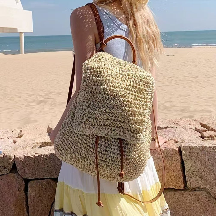 Backpack with Hand-Crocheted Design and Sturdy Leather Straps Bowlift