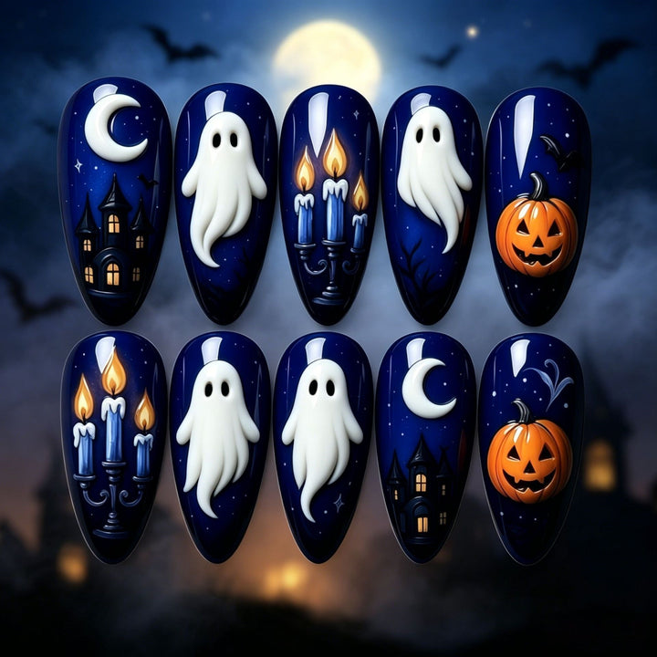 Artificial nails in festive Halloween design Bowlift