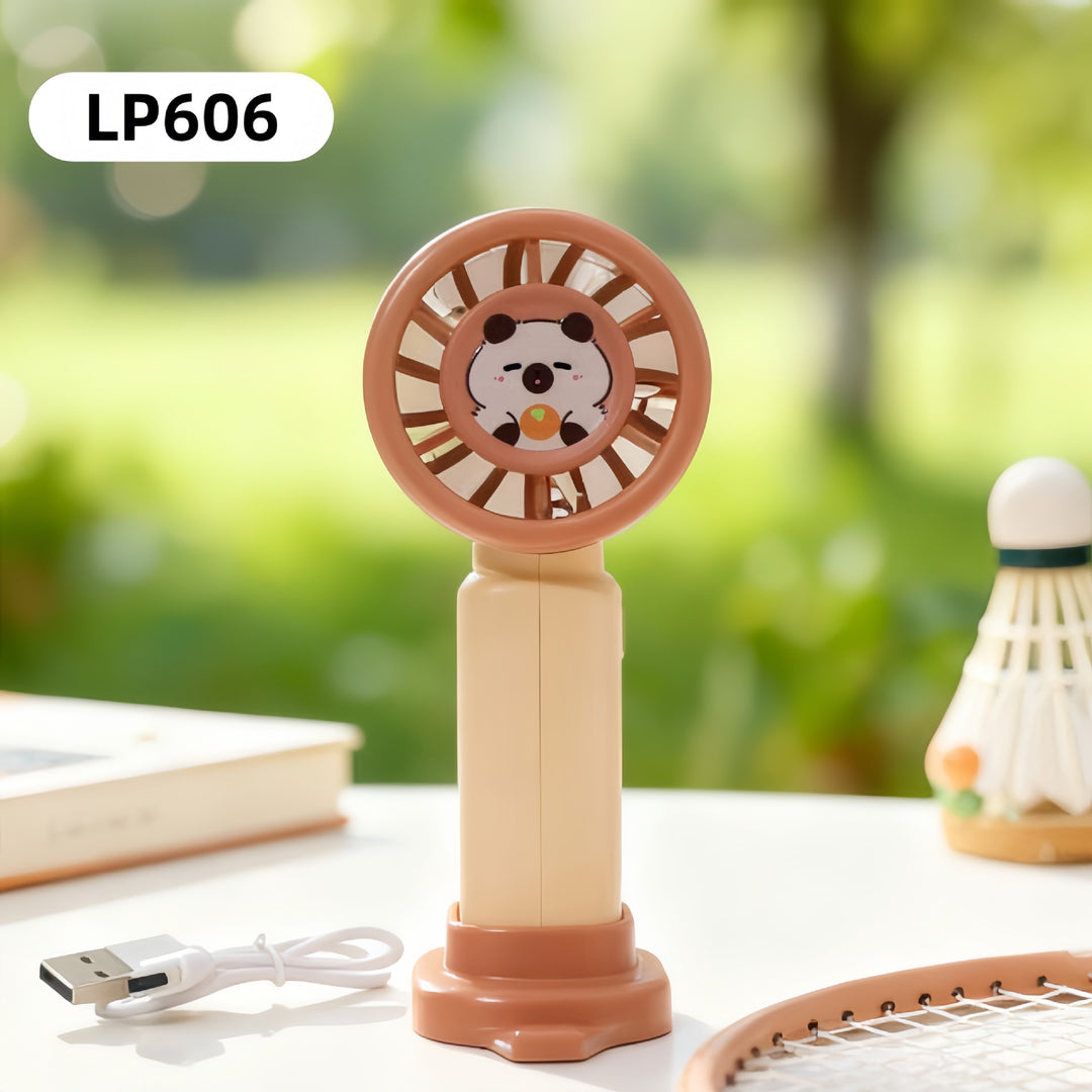 Women's Portable Mini Fan with Cute Animal Design and USB Charging Function Bowlift