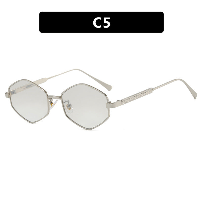 Women's hexagonal sunglasses with elegant metal accents and UV protection Bowlift