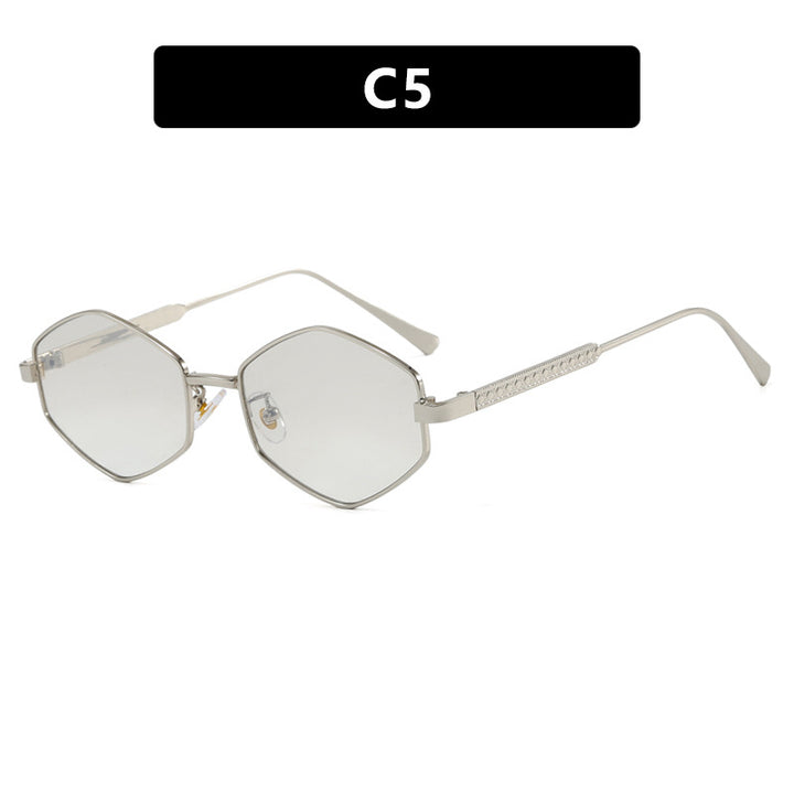 Women's hexagonal sunglasses with elegant metal accents and UV protection Bowlift