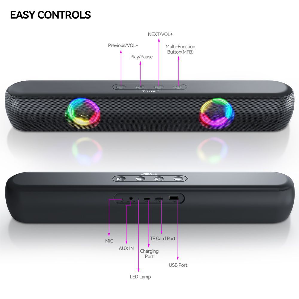 Bluetooth Speaker with RGB Lighting Bowlift
