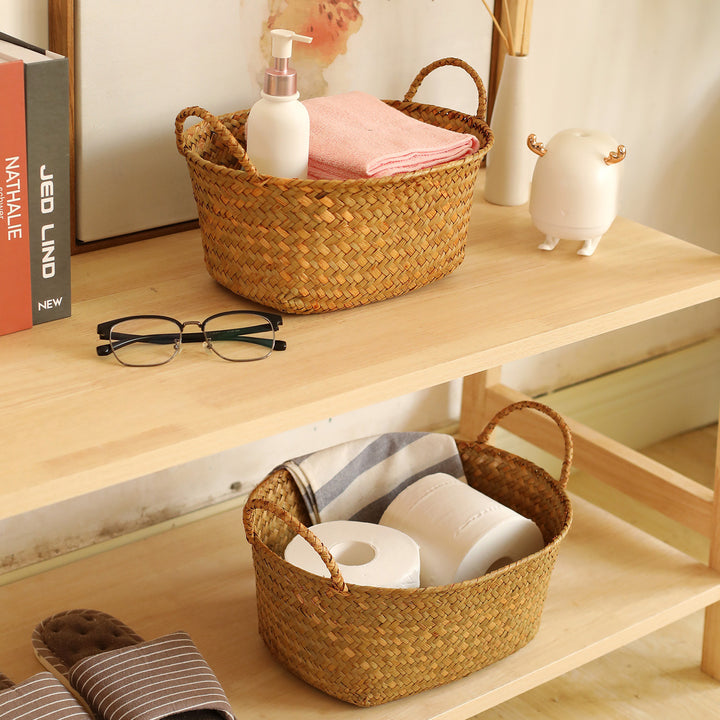 Artisan Woven Storage Basket with Handles Bowlift