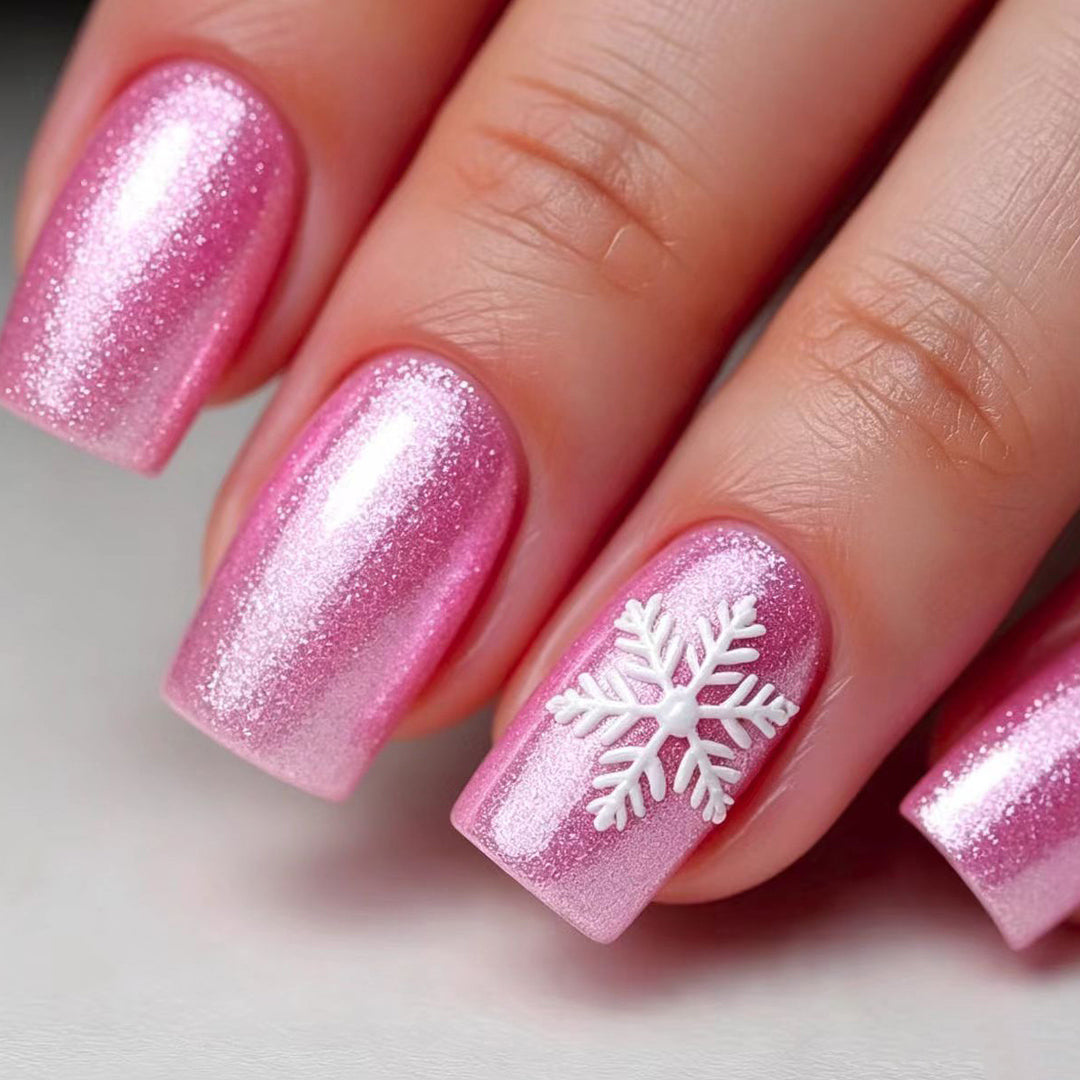 Creative Nail Art with Festive Snowflake Design Bowlift