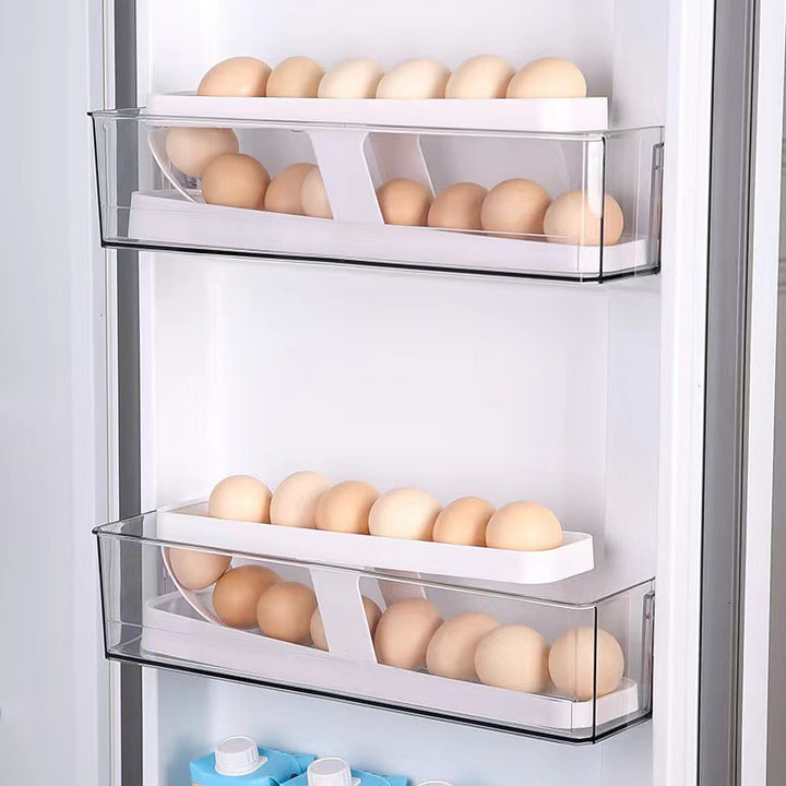 Dual-Tier Automatic Gravity-Feed Egg Storage Dispenser Rack
