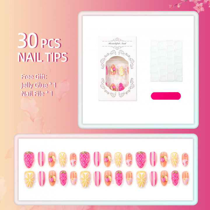 Creative Fruit-Inspired Press-On Nail Art Set
