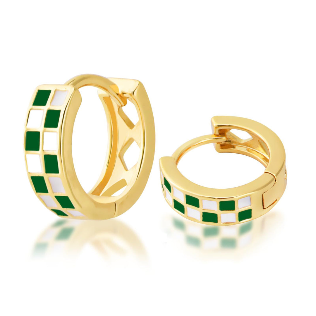 Modern Geometric Enamel Hoop Earrings Bowlift