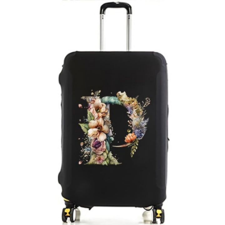 Women's Hard Shell Suitcase with Floral Initial Design Bowlift
