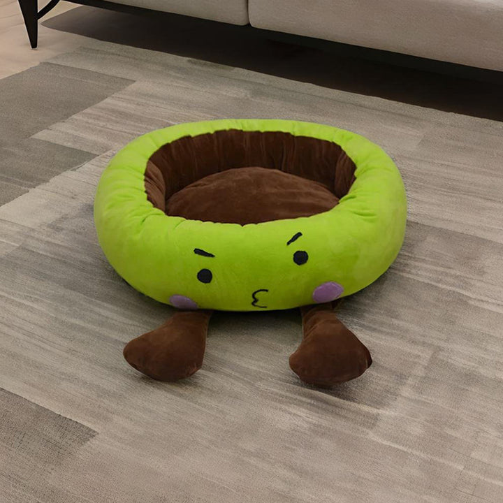 Plush Cat-Themed Nest Dog Bed