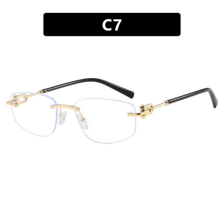 Ladies elegant semi-rimless glasses with luxurious metal frame and transparent lenses Bowlift