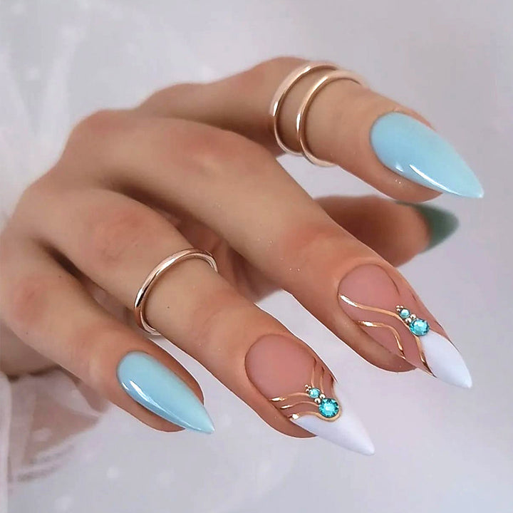 Elegant artificial nails in a modern design with glitter accents Bowlift