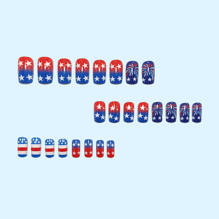 Artificial nails in patriotic star and stripe design Bowlift